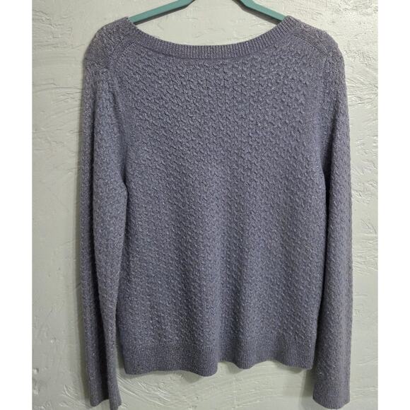Ann Taylor Loft Woman's Blue Wool Blend/ Rabbit Hair Sparkly Sweater Size XL - Picture 4 of 6